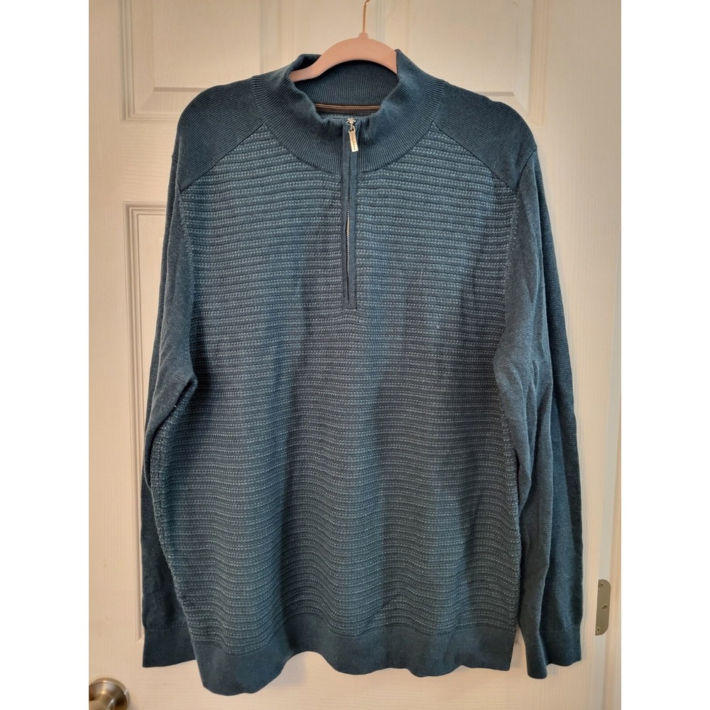 Tommy Bahama Blue Quarter Zip Sweater Mens Size XL